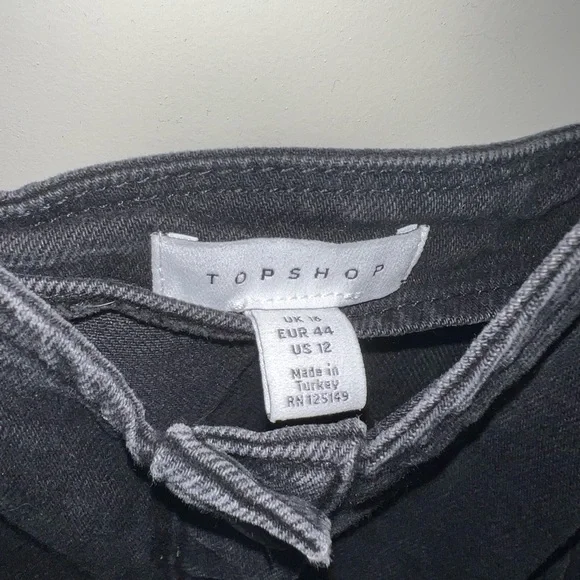 TopShop Washed Black Button Denim Bodycon Dress 12 - Picture 6 of 7